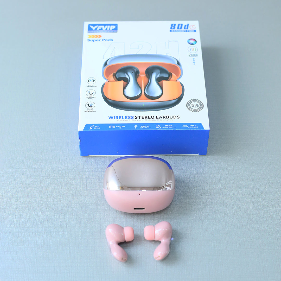 YFVIP Super Pods Pink Wireless Earbuds