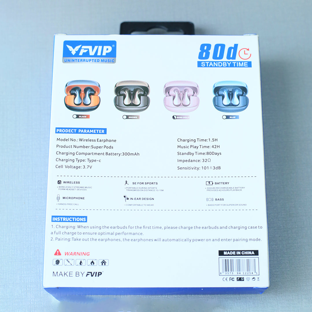 YFVIP Super Pods Pink Wireless Earbuds